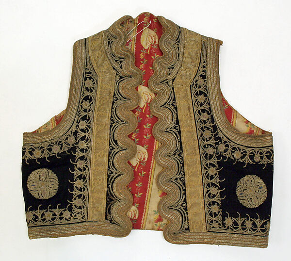 Vest, wool, silk, metallic thread, Albanian 