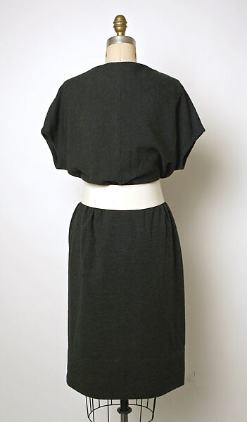 Dress, House of Balenciaga (French, founded 1937), (a) wool; (b) leather, plastic (vinyl), French