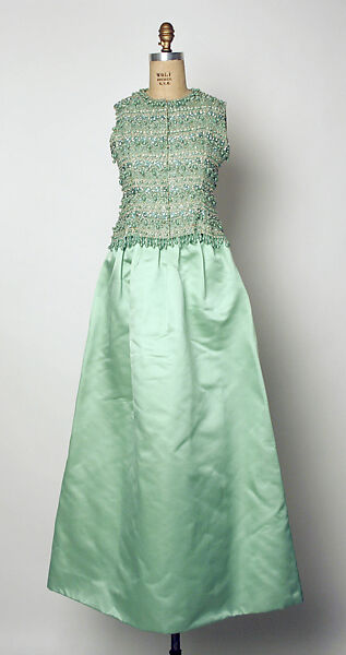 Evening ensemble, (a–d) House of Balenciaga (French, founded 1937), silk; (a-d) glass beading, metallic thread, French