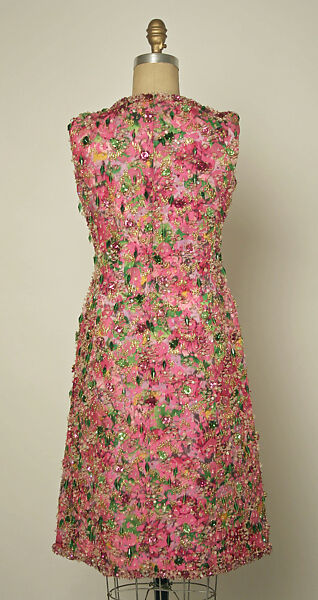 Evening ensemble, (a) House of Balenciaga (French, founded 1937), silk; (a) glass beading, metallic thread, French