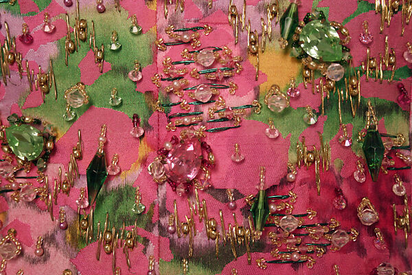 Evening ensemble, (a) House of Balenciaga (French, founded 1937), silk; (a) glass beading, metallic thread, French