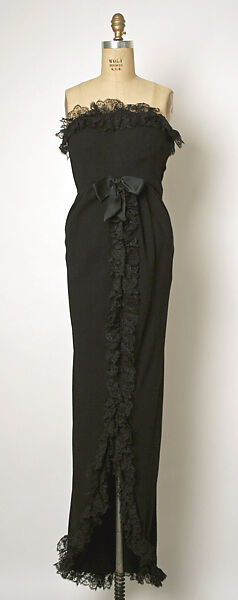 Evening dress, Attributed to House of Balenciaga (French, founded 1937), wool, silk, cotton, French 