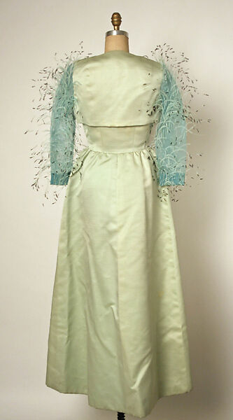 Evening dress, House of Balenciaga (French, founded 1937), silk, feathers, French