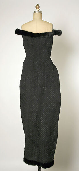 Evening dress, House of Balenciaga (French, founded 1937), silk, fur, French