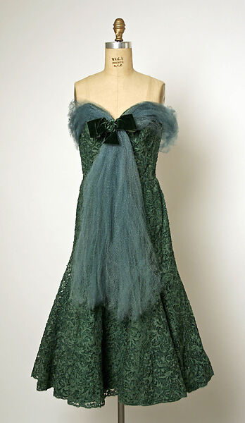 Evening ensemble, House of Balenciaga (French, founded 1937), cotton, silk, synthetic fiber, French