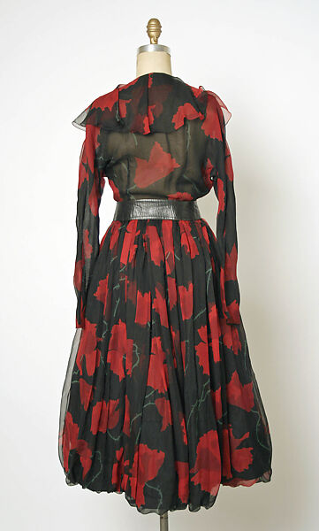 Cocktail dress, House of Balenciaga (French, founded 1937), silk, suede, French