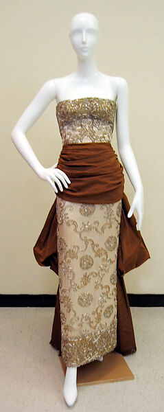 Evening ensemble, House of Balenciaga (French, founded 1937), silk, metallic, beads, rhinestones, French