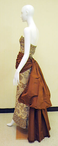 Evening ensemble, House of Balenciaga (French, founded 1937), silk, metallic, beads, rhinestones, French