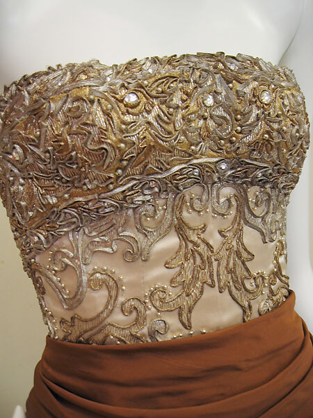 Evening ensemble, House of Balenciaga (French, founded 1937), silk, metallic, beads, rhinestones, French