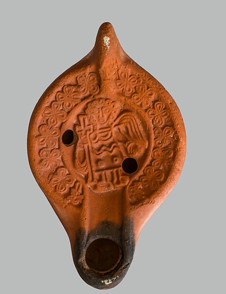 Oil Lamp with Angel, African red slip ware, North African (Tunisia)