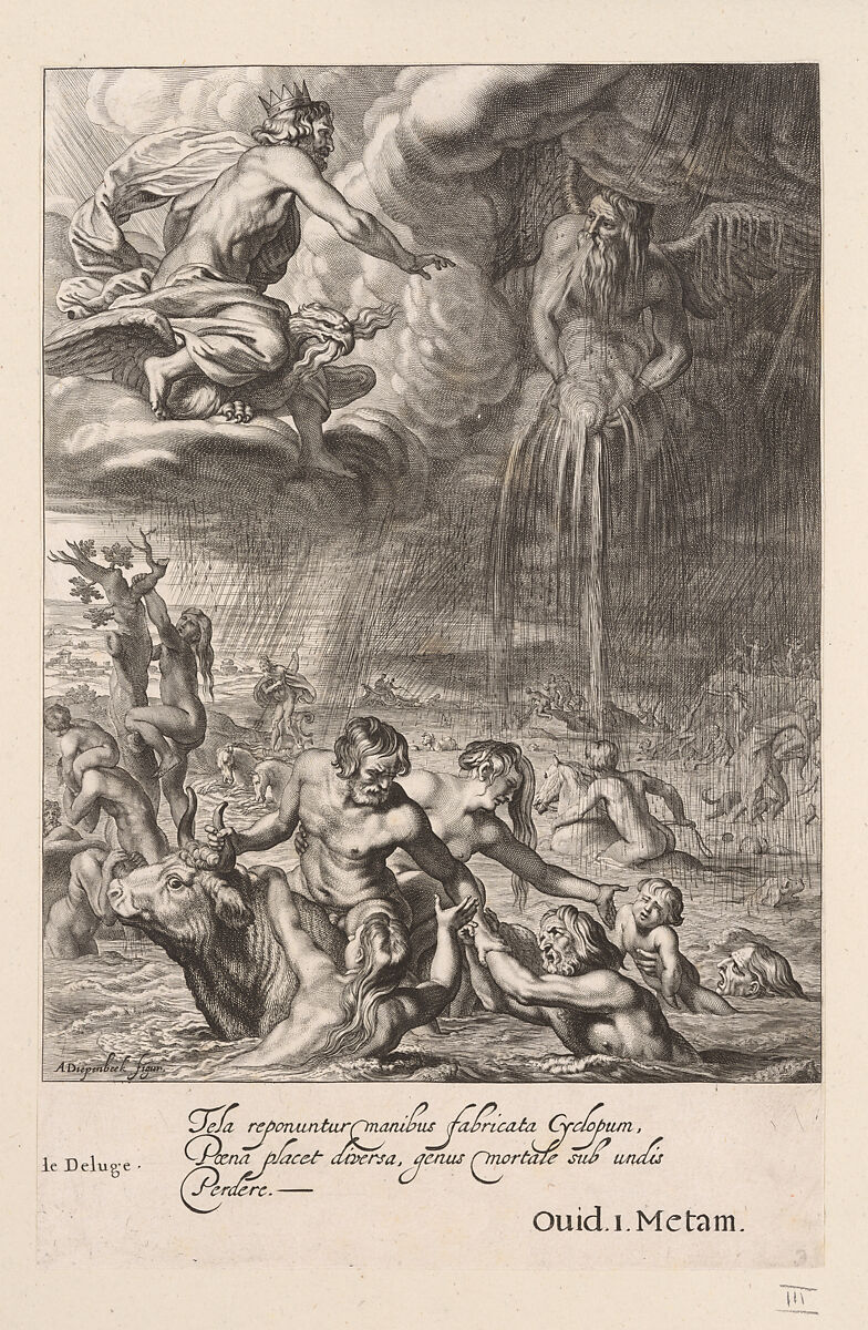 The Deluge, Abraham van Diepenbeeck (Flemish, &#39;s Hertogenbosch 1596–1675 Antwerp), Engraving 