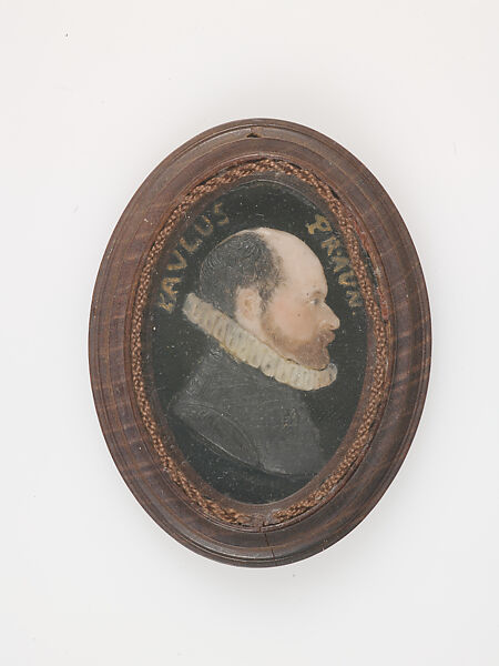 Portrait of Paulus Praun, Cover, and Carrying Case, Matthäus Carl  German, Portrait: colored wax, paper; capsule: wooden; case: leather, German