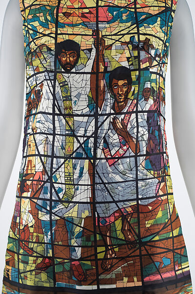 Dress, (textile) Afewerk Tekle (Ethiopian, Ankober 1932–2012 Addis Ababa), silk, metal, probably British