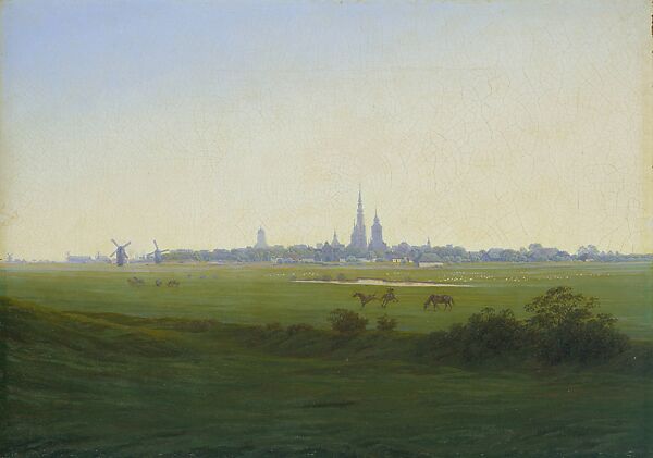 Meadows near Greifswald, Caspar David Friedrich  German, Oil on canvas