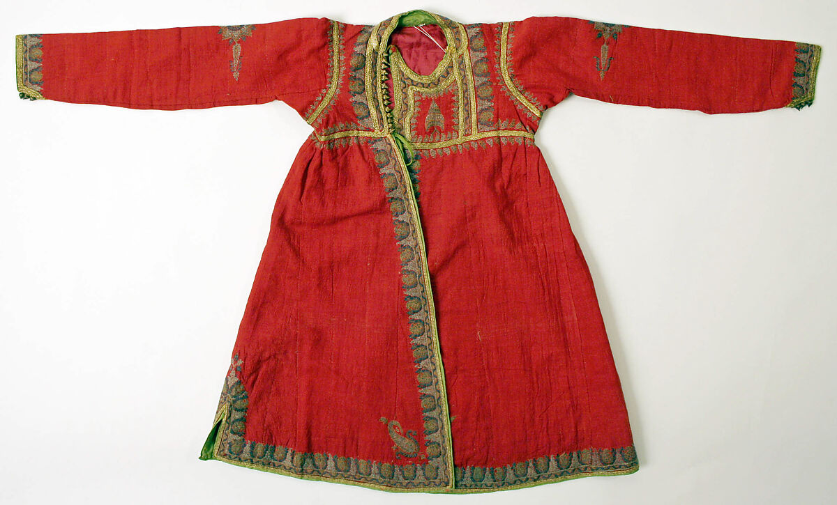 Coat, wool, silk, metal, India