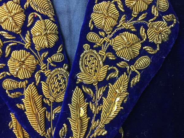 Suit, Silk, metal wrapped thread; embroidered