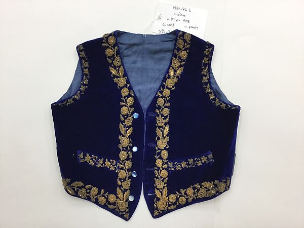 Suit, Silk, metal wrapped thread; embroidered