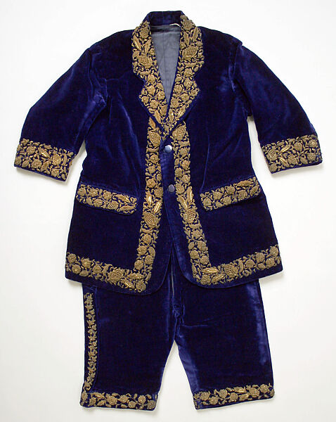 Suit, Silk, metal wrapped thread; embroidered 