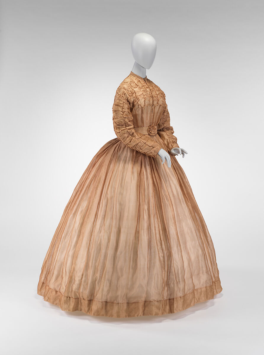 Afternoon Dress, (a) silk, cotton, metal; (b) silk, cotton, metal, American