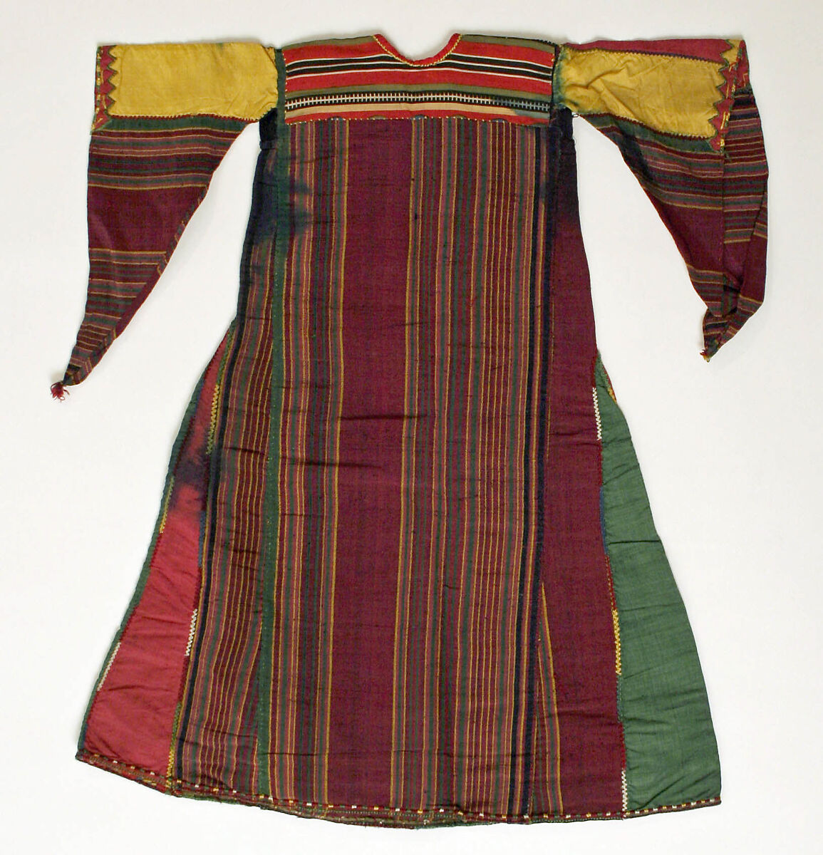 Palestinian Doll's Thob al-Malek Royal Dress, Cotton, silk; plain weave, taffeta, appliqué, embroidered