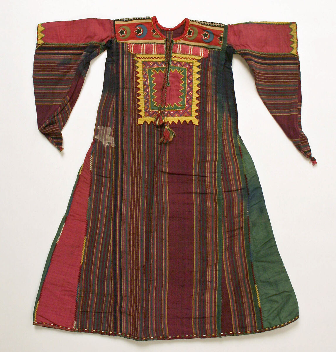 Palestinian Doll's Thob al-Malek Royal Dress, Cotton, silk; plain weave, taffeta, appliqué, embroidered 