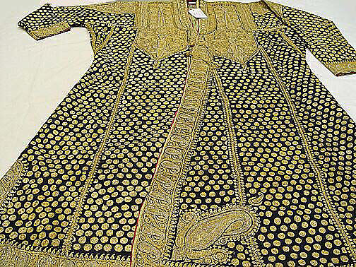 Choga, Wool, metal wrapped thread, silk; brocaded