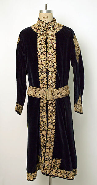 Robe, Velvet, metal wrapped thread; embroidered 