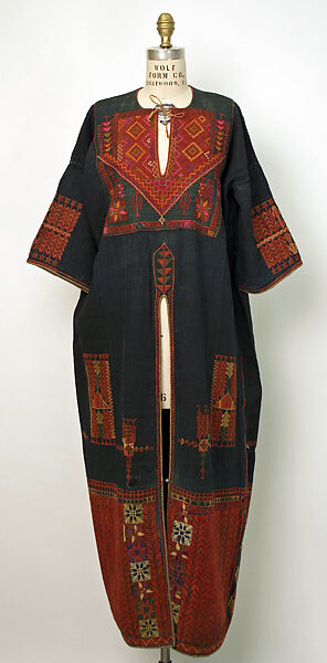 Ensemble, Linen, cotton, metal; embroidered 