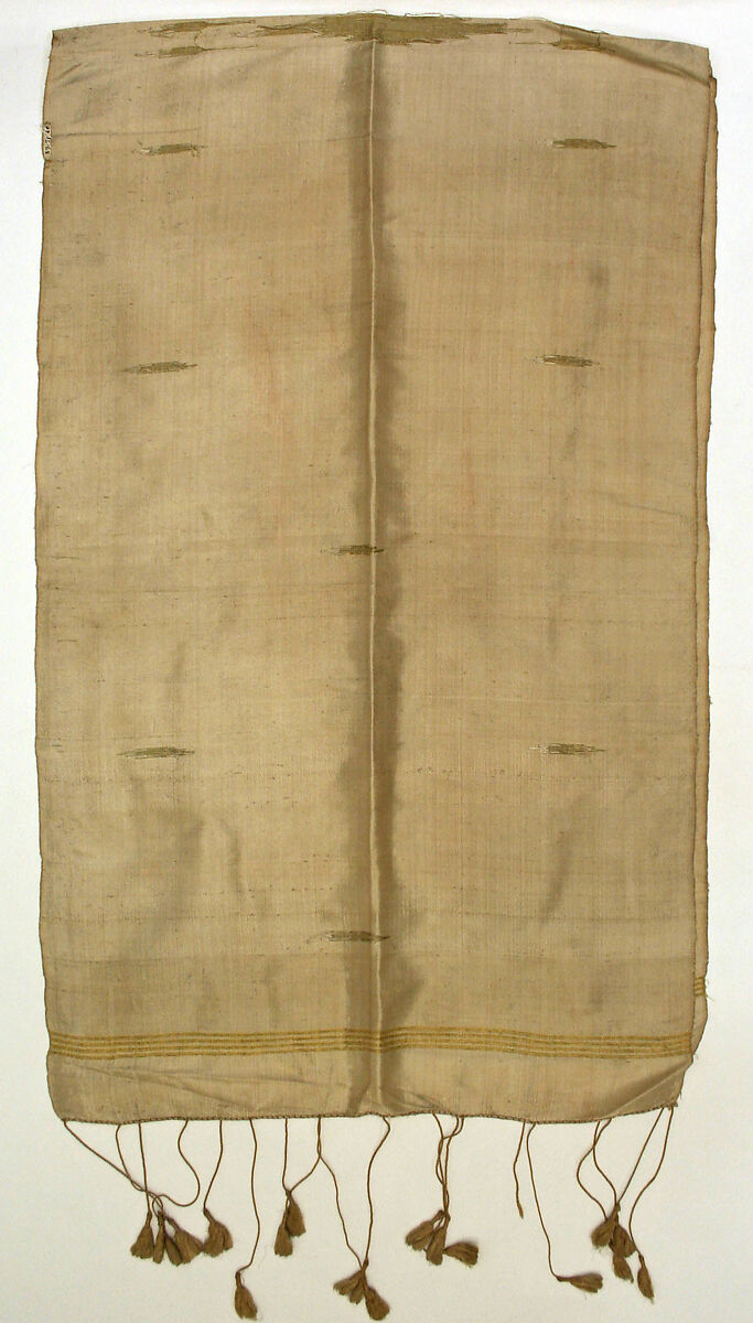 Group of Syrian Garments with Festive Dress,  Abaya, Agal Headcord, and Two Headscarfs, Linen, silk, metal wrapped thread; plain weave, embroidered