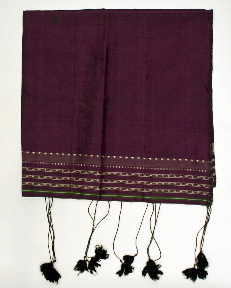 Group of Syrian Garments with Festive Dress,  Abaya, Agal Headcord, and Two Headscarfs, Linen, silk, metal wrapped thread; plain weave, embroidered