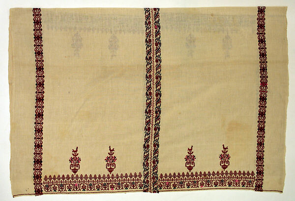 Headscarf, Cotton, silk; embroidered 