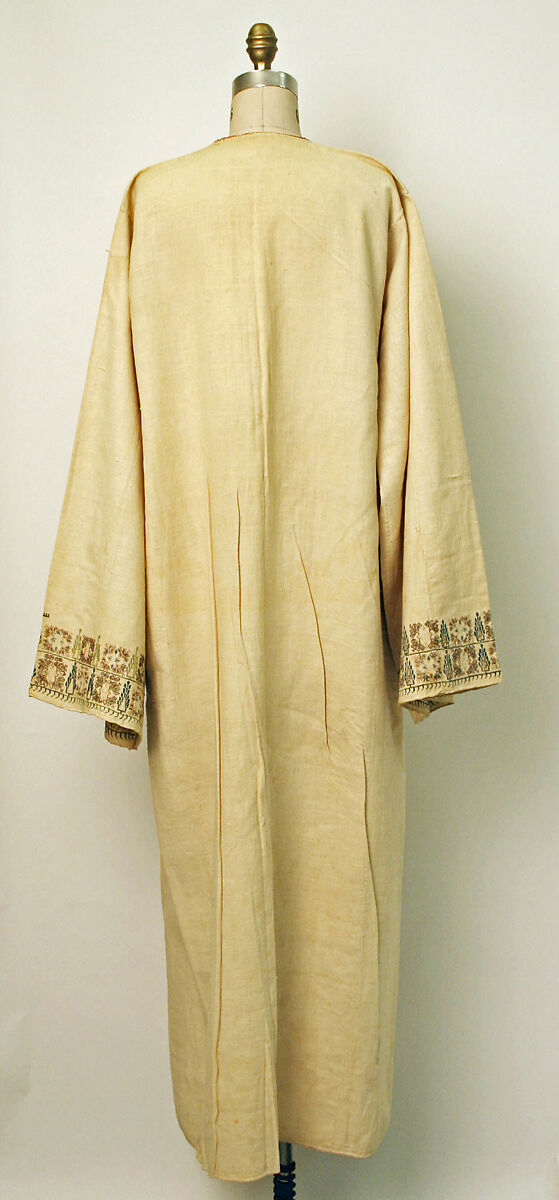 Festive Dress from Qalamun, Cotton, silk, metal wrapped thread; plain weave, embroidered