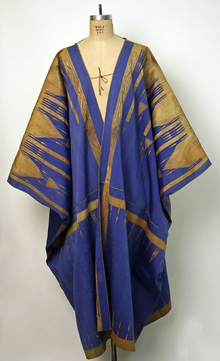 Abaya Cloak, Silk, cotton, and metal wrapped thread; slit-tapestry weave; plain weave 