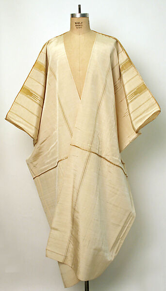 Abaya Cloak, Silk, cotton, and metal wrapped thread; slit-tapestry weave; plain weave 