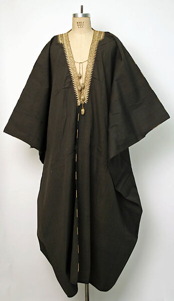 Abaya, Wool, silk, metal wrapped thread; embroidered 