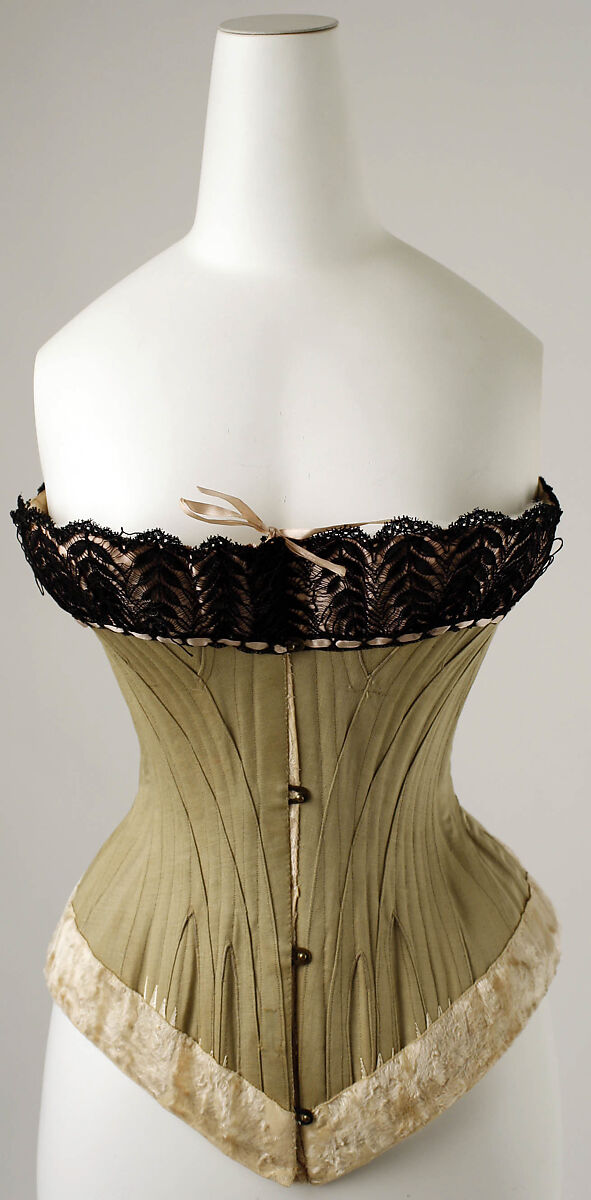 Corset, cotton, silk, American 