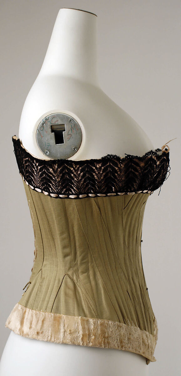 Corset, cotton, silk, American
