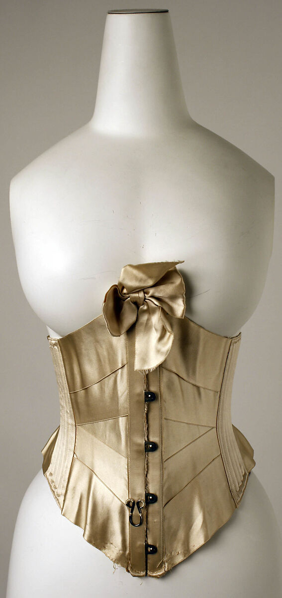 Corset, silk, whalebone (?), American or European 