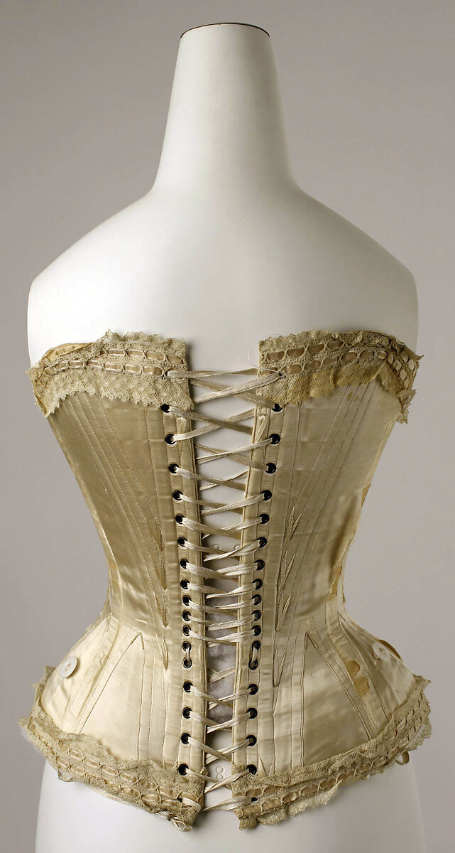 Corset, silk, cotton, whale bone, French