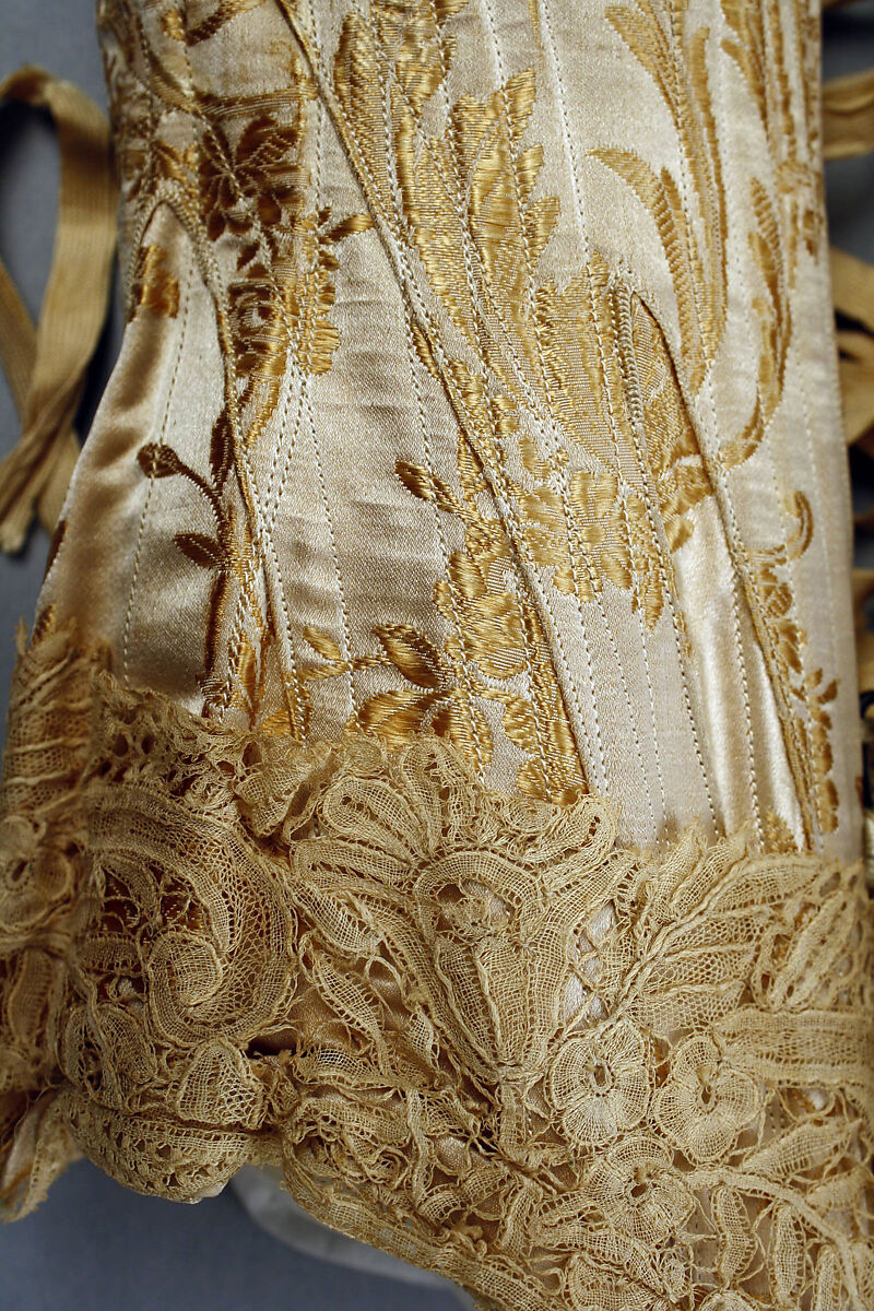 Corset, silk, bone, American