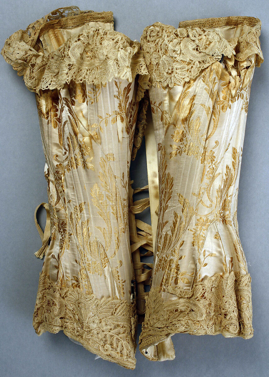 Corset, silk, bone, American 