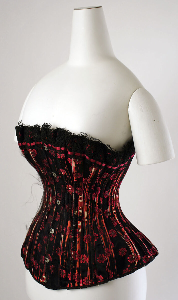Corset, silk, cotton, stays, British