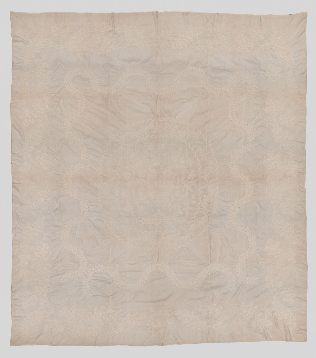Stuffed and corded quilt, Cotton: "whitework" stuffed and corded, probably English 