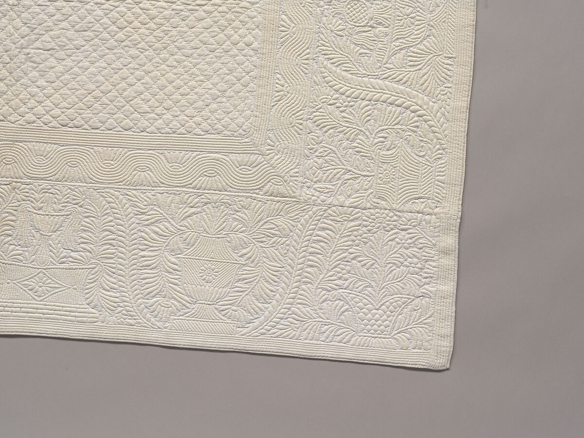 Corded quilt, Linen, cotton: corded "whitework", probably French