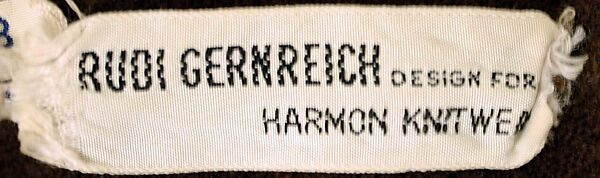 Bathing suit, Rudi Gernreich (American (born Austria), Vienna 1922–1985 Los Angeles, California), wool, American