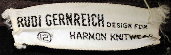 Bathing suit, Rudi Gernreich (American (born Austria), Vienna 1922–1985 Los Angeles, California), wool, American