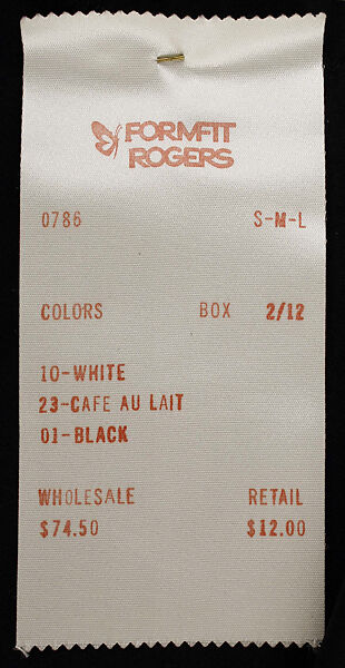 Underwear, Formfit Rogers, synthetic fiber, cotton, American