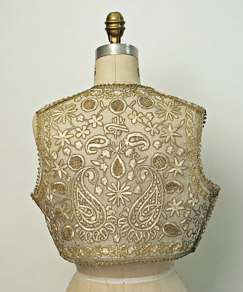 Vest, Silk, metal wrapped thread; embroidered