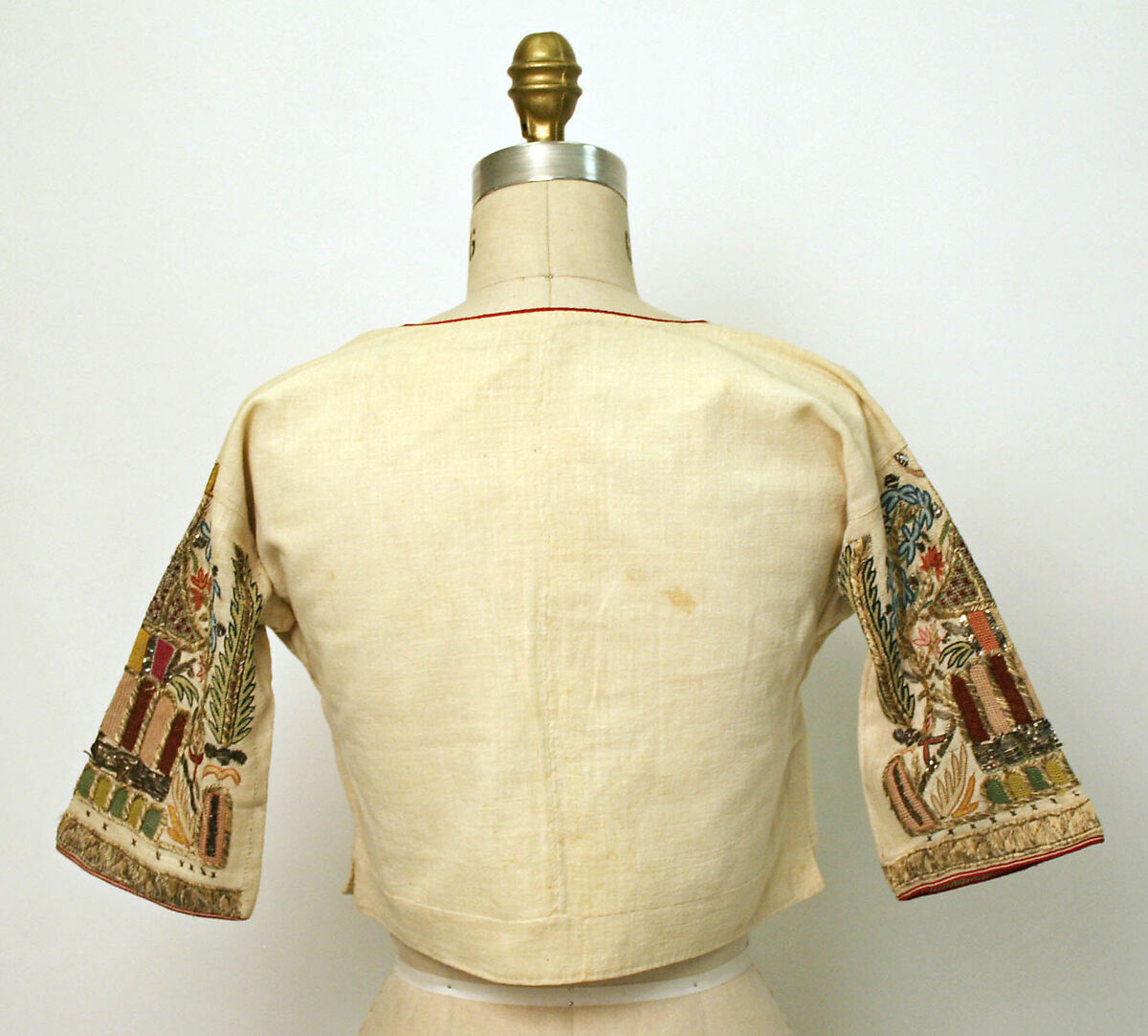 Cepken, Cotton, metal wrapped thread; embroidered