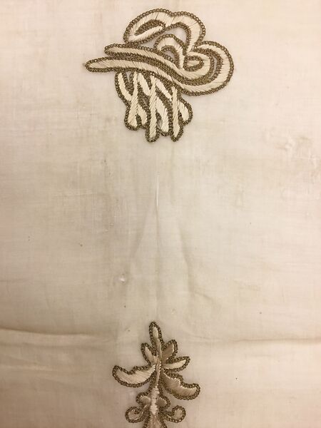 Scarf, Silk, metal wrapped thread; embroidered